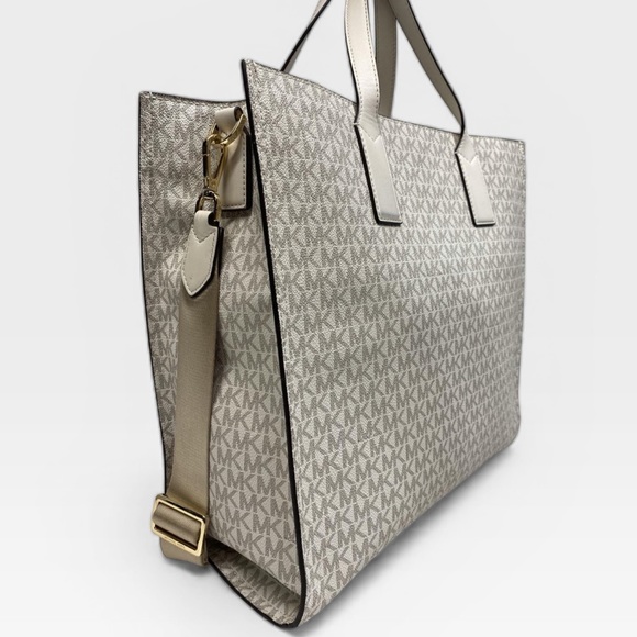 Michael Kors Kenly Large North South (NS) Logo Tote Bag - Light Cream Multi - Picture 3 of 8
